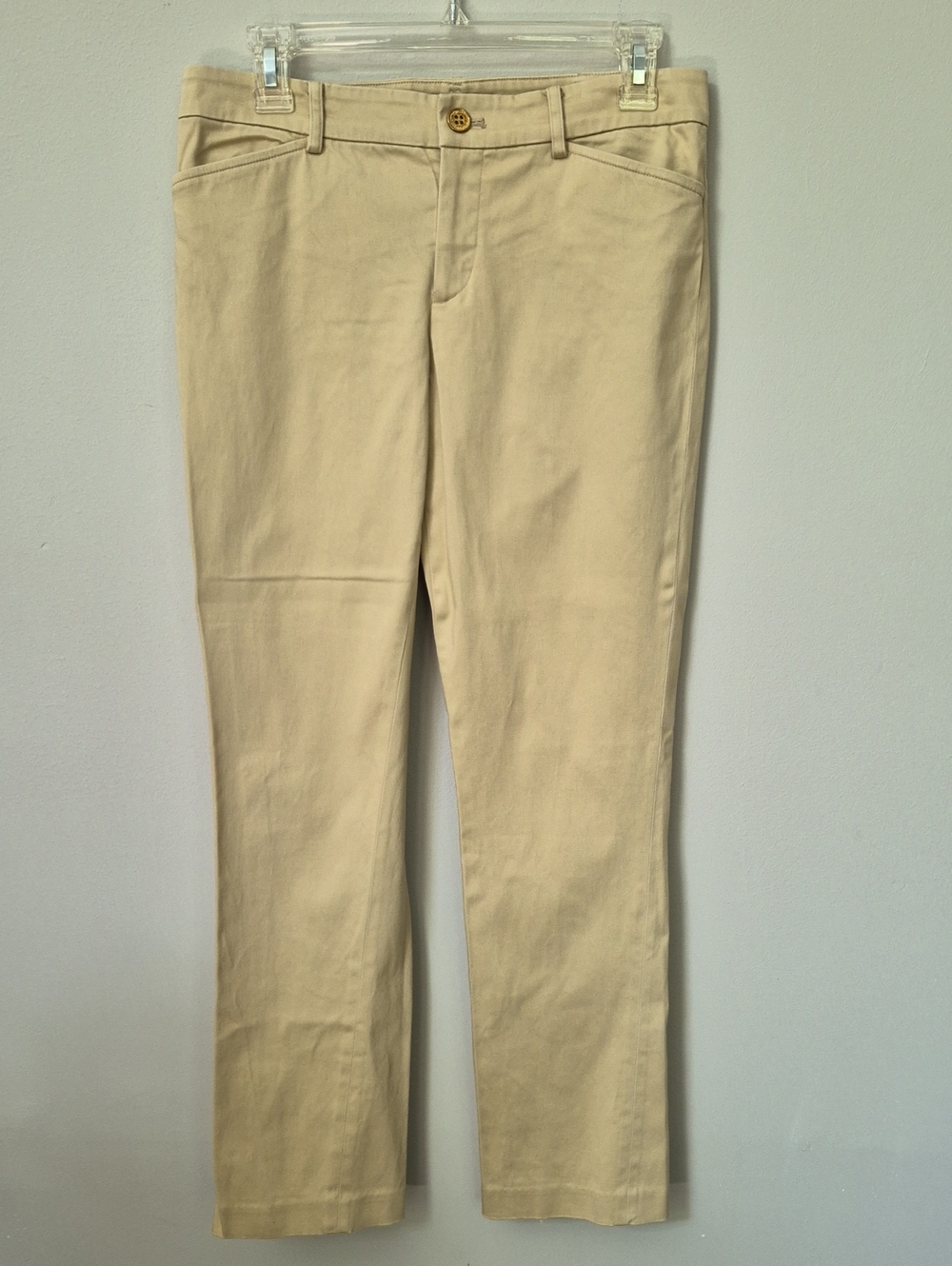 Ralph Lauren Pant Womens 4 Stretch Chino Tan Straight Leg Classic Career Uniform